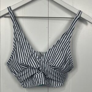 Aqua Eve Womens 2-Piece Swim Suit S Black White Stripe Trim Skirt Solid Bottoms